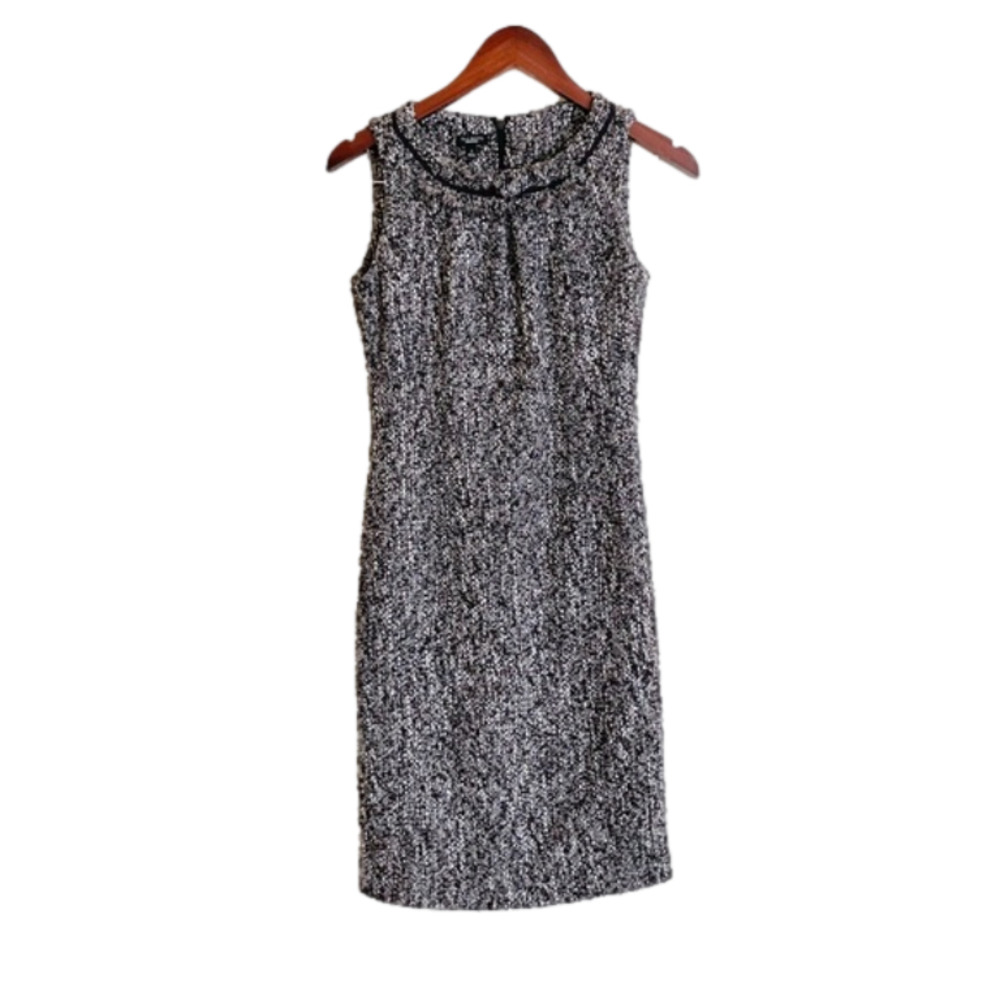 🆕 NWOT Talbots Wool Blend Tweed Sheath Dress. Black, Brown, Tan, Business, 2